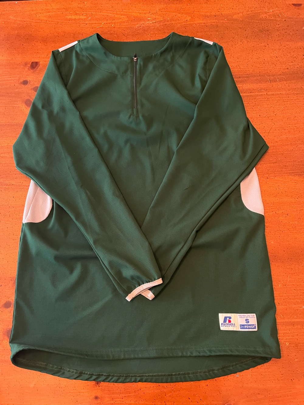 Russell Athletic Forest Green Long-Sleeve Quarter Zip Pullover Warm-Up - Size S